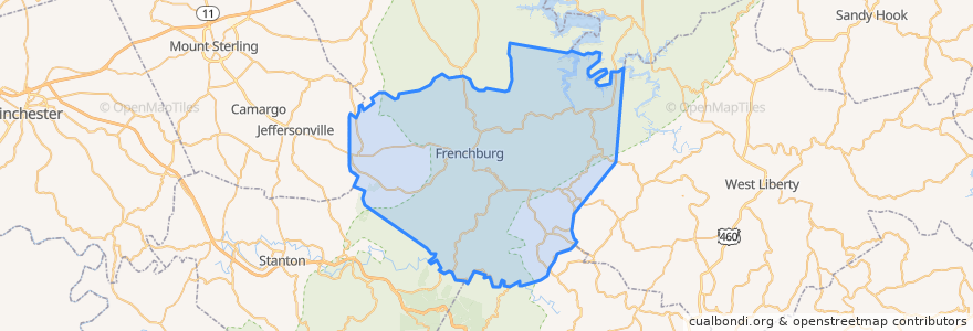 Mapa de ubicacion de Menifee County.