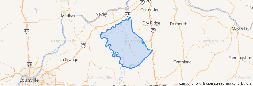 Mapa de ubicacion de Owen County.