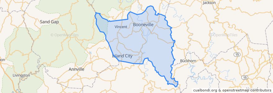 Mapa de ubicacion de Owsley County.