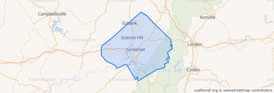 Mapa de ubicacion de Pulaski County.