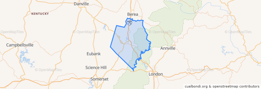 Mapa de ubicacion de Rockcastle County.