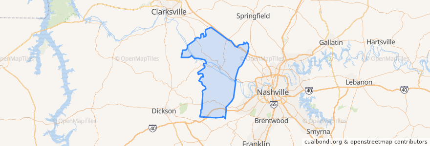 Mapa de ubicacion de Cheatham County.