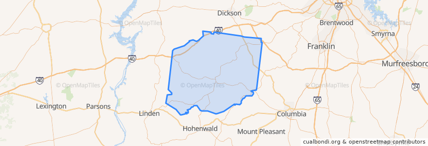 Mapa de ubicacion de Hickman County.