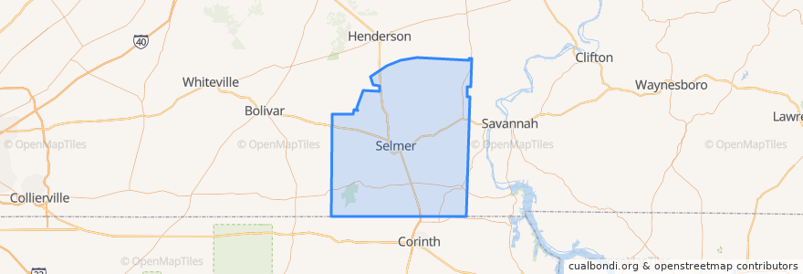 Mapa de ubicacion de McNairy County.