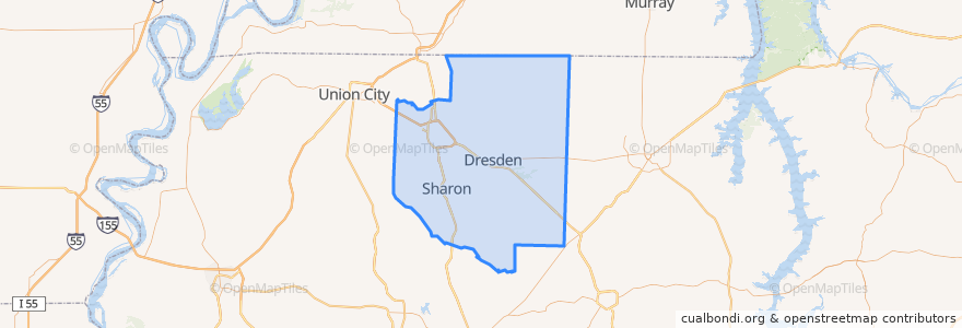 Mapa de ubicacion de Weakley County.