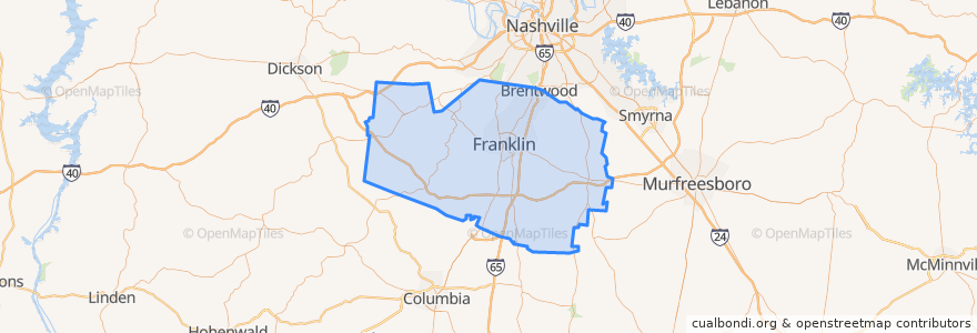 Mapa de ubicacion de Williamson County.