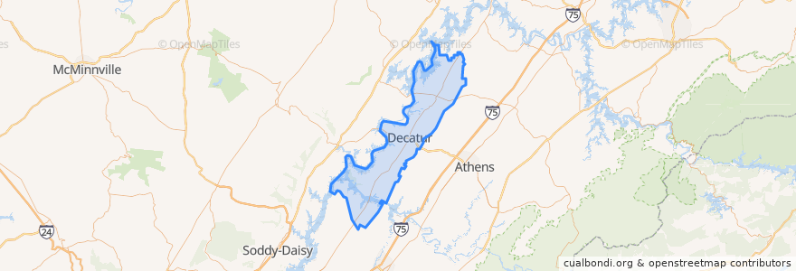 Mapa de ubicacion de Meigs County.