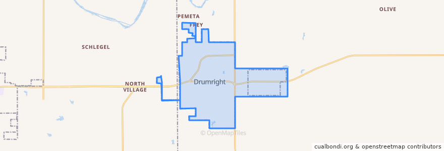 Mapa de ubicacion de Drumright.