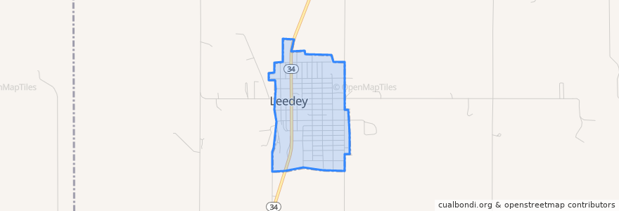 Mapa de ubicacion de Leedey.