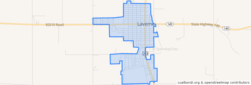 Mapa de ubicacion de Laverne.