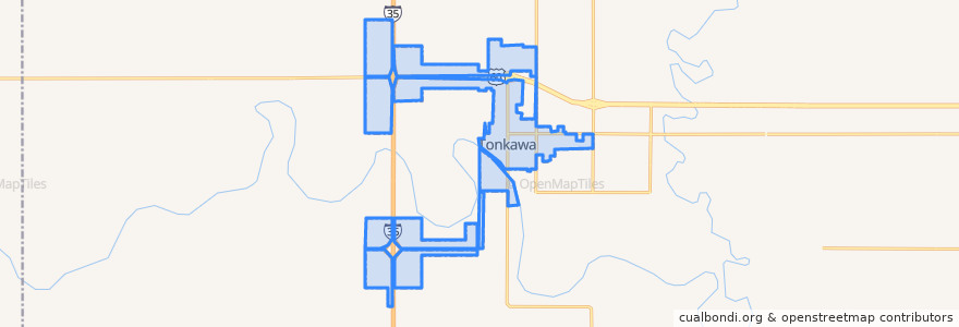 Mapa de ubicacion de Tonkawa.