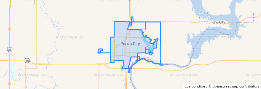 Mapa de ubicacion de Ponca City.