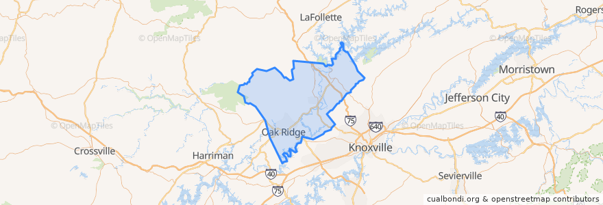 Mapa de ubicacion de Anderson County.