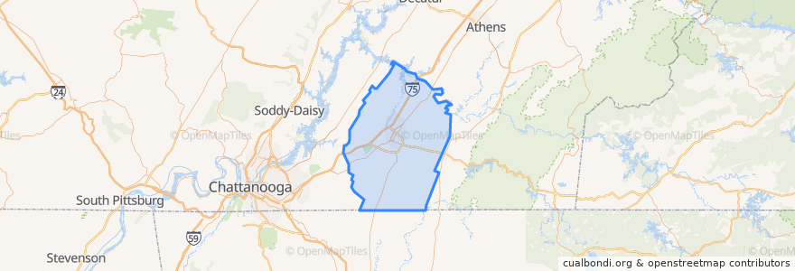 Mapa de ubicacion de Bradley County.