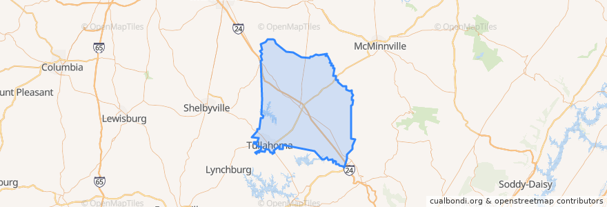 Mapa de ubicacion de Coffee County.