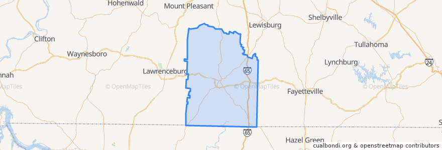 Mapa de ubicacion de Giles County.