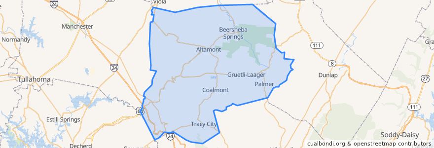 Mapa de ubicacion de Grundy County.