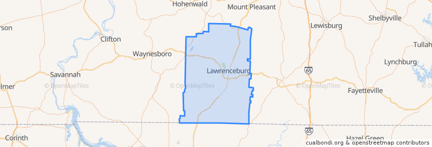 Mapa de ubicacion de Lawrence County.