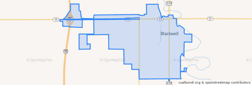 Mapa de ubicacion de Blackwell.