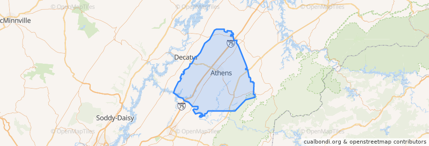 Mapa de ubicacion de McMinn County.