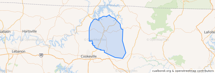Mapa de ubicacion de Overton County.