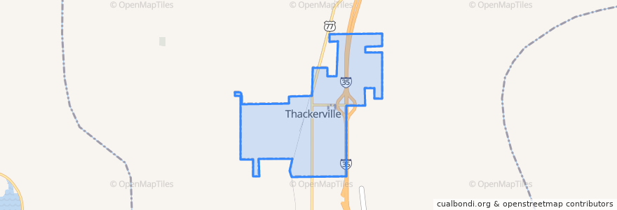 Mapa de ubicacion de Thackerville.