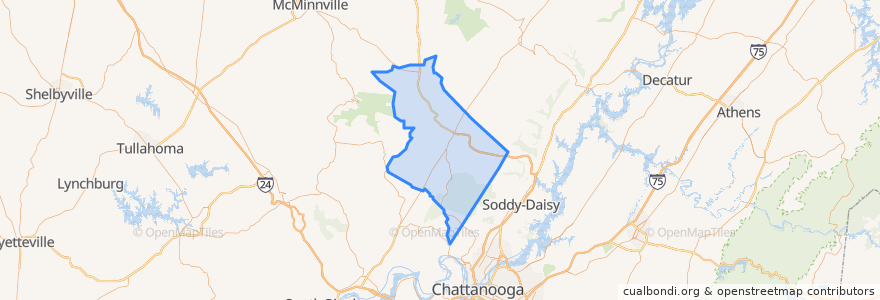 Mapa de ubicacion de Sequatchie County.