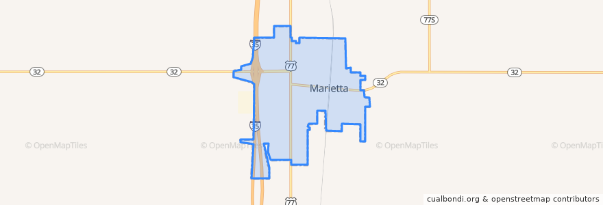 Mapa de ubicacion de Marietta.