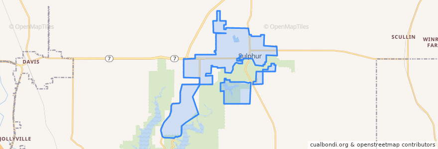 Mapa de ubicacion de Sulphur.