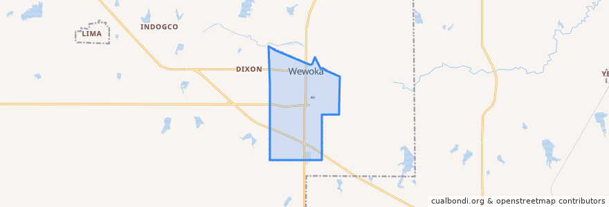 Mapa de ubicacion de Wewoka.