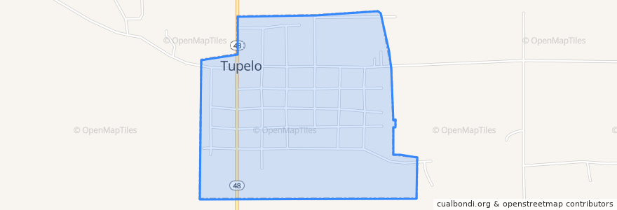 Mapa de ubicacion de Tupelo.