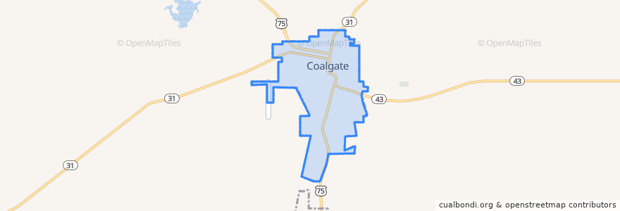 Mapa de ubicacion de Coalgate.