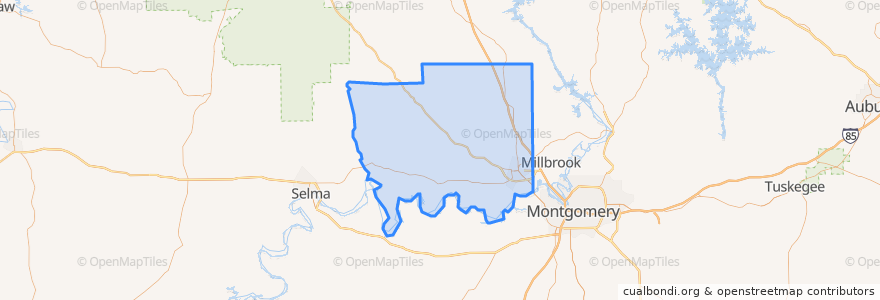 Mapa de ubicacion de Autauga County.