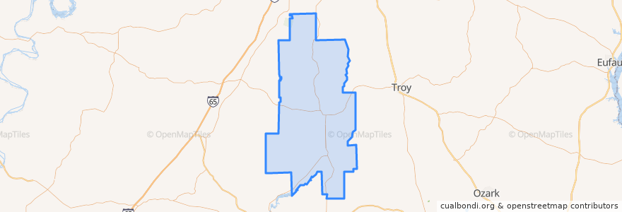 Mapa de ubicacion de Crenshaw County.