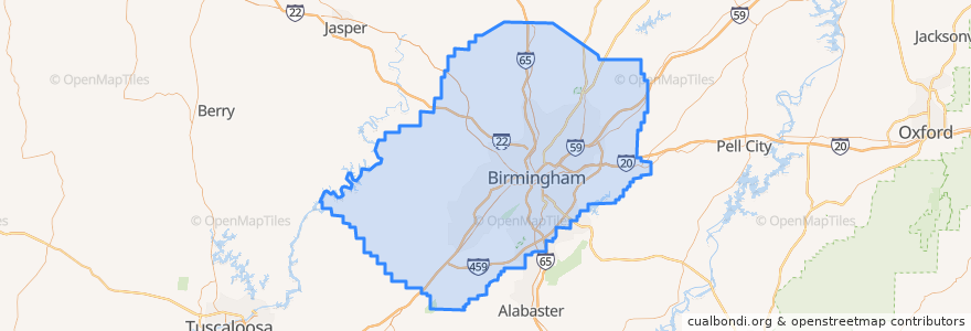 Mapa de ubicacion de Jefferson County.