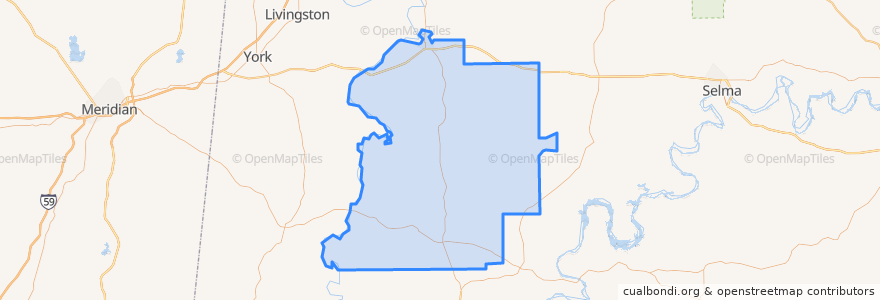 Mapa de ubicacion de Marengo County.