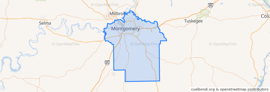 Mapa de ubicacion de Montgomery County.