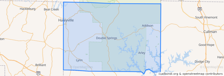 Mapa de ubicacion de Winston County.