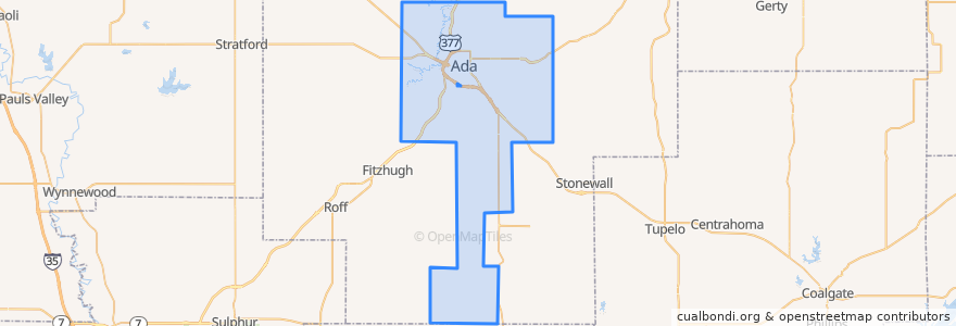 Mapa de ubicacion de Ada.