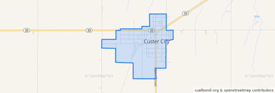Mapa de ubicacion de Custer City.