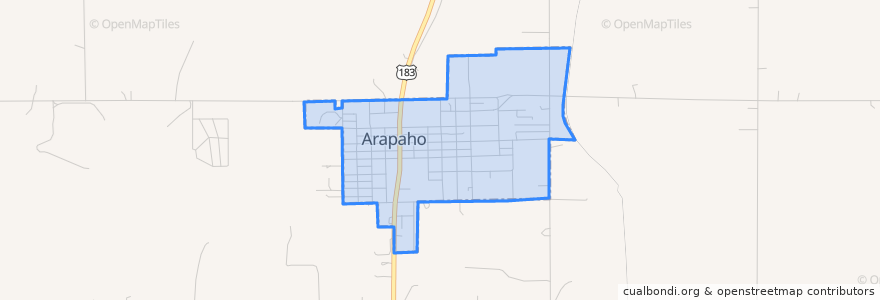 Mapa de ubicacion de Arapaho.