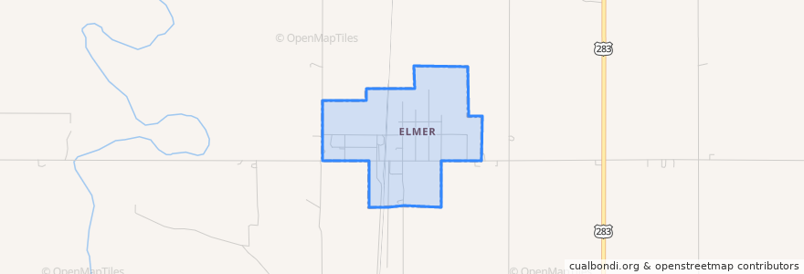 Mapa de ubicacion de Elmer.