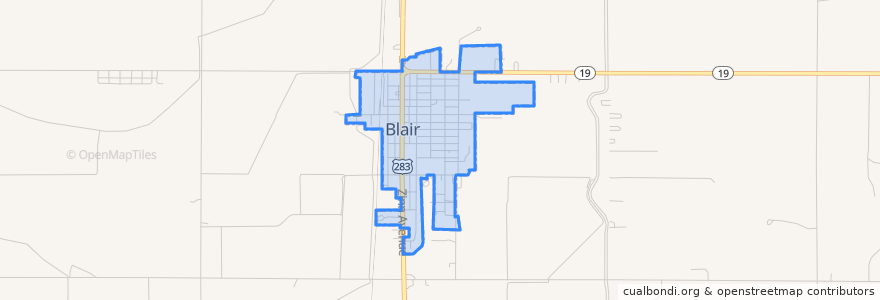Mapa de ubicacion de Blair.