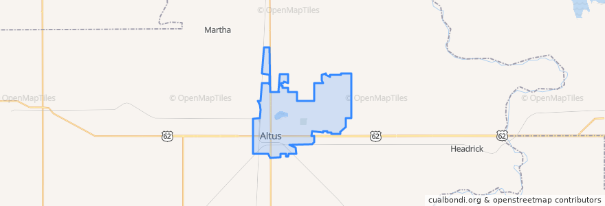 Mapa de ubicacion de Altus.