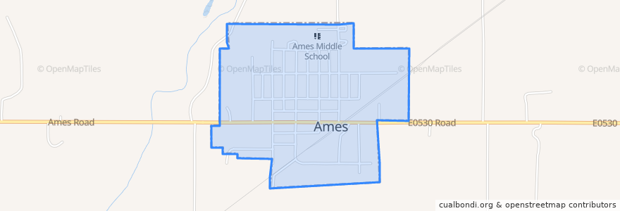 Mapa de ubicacion de Ames.