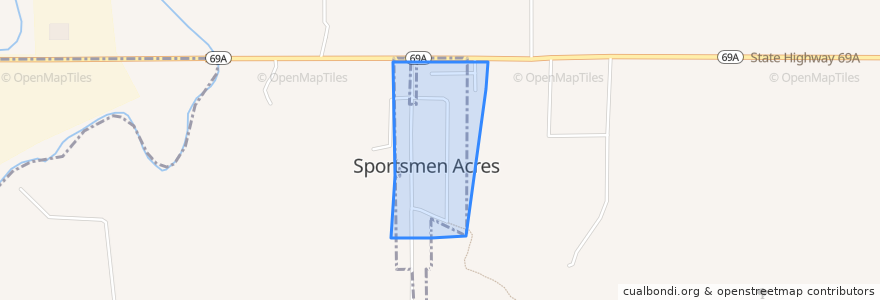 Mapa de ubicacion de Sportsmen Acres.