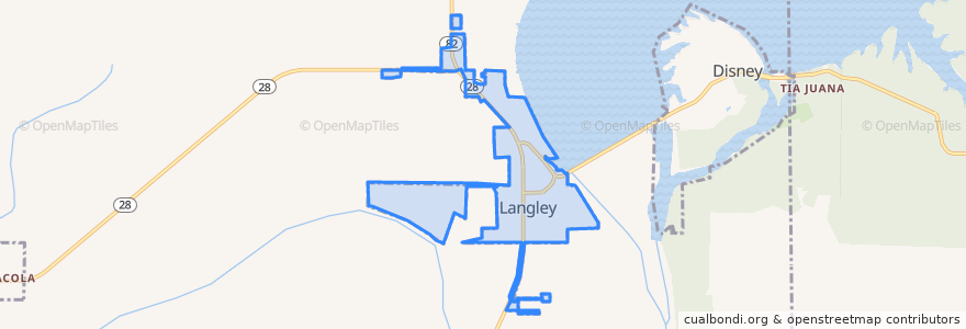 Mapa de ubicacion de Langley.