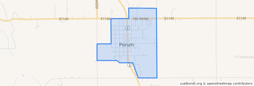 Mapa de ubicacion de Porum.