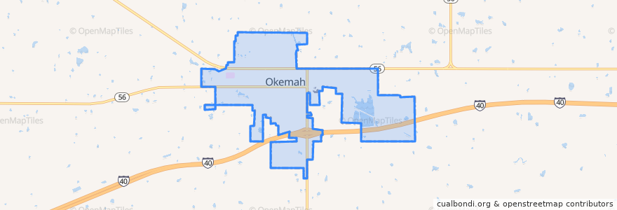 Mapa de ubicacion de Okemah.