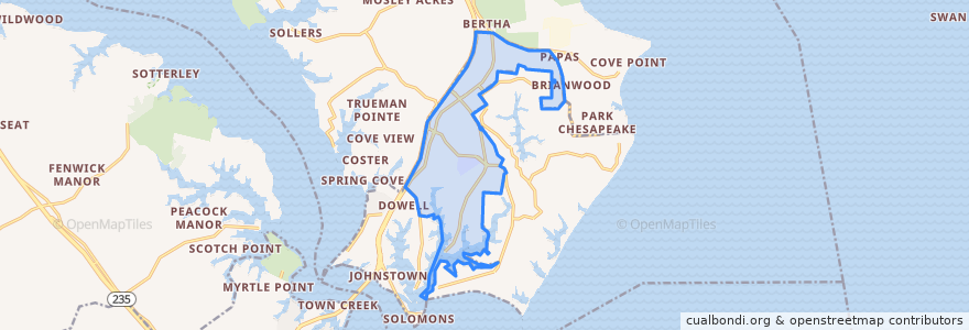 Mapa de ubicacion de Lusby.